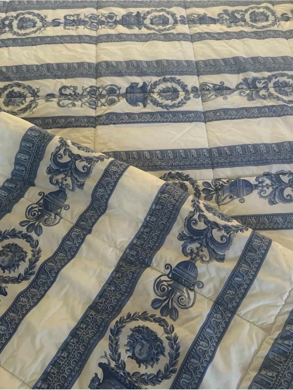 Vintage Gianni Versace Blue Medusa Baroque King Comforter Set